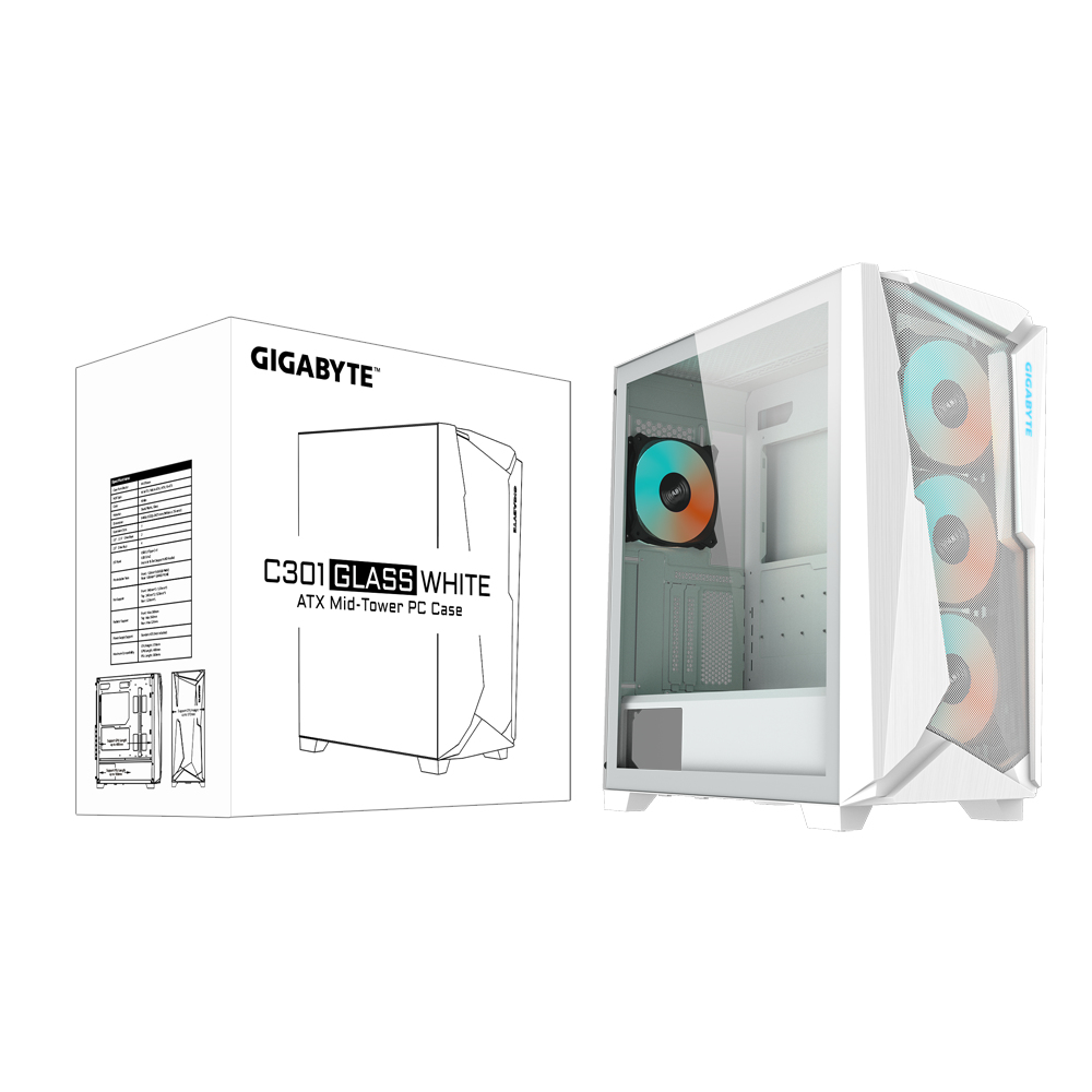 GIGABYTE C301GW computerbehuizing Midi Tower Wit - Afbeelding 9