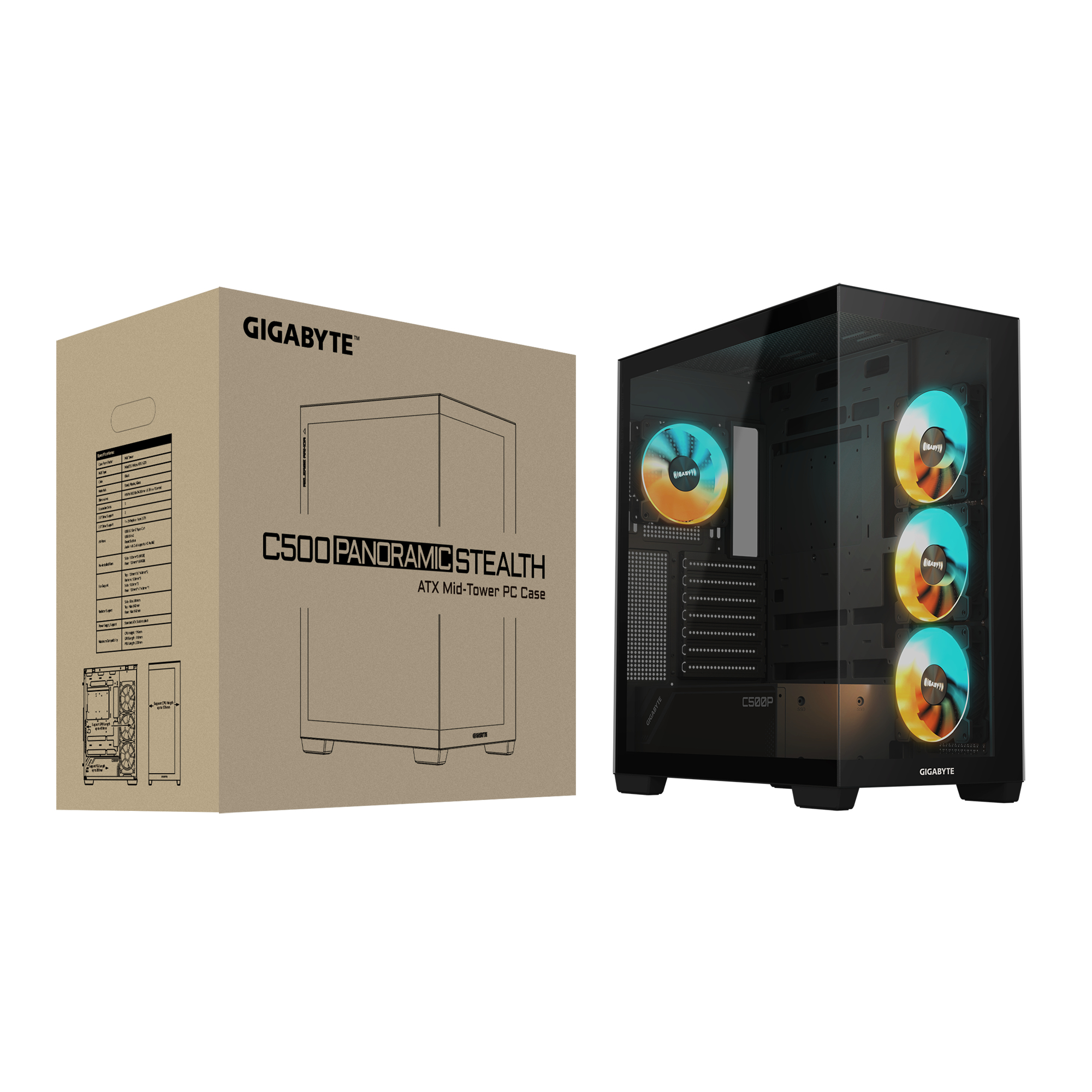 GIGABYTE C500 PANORAMIC STEALTH Midi Tower Zwart - Afbeelding 9