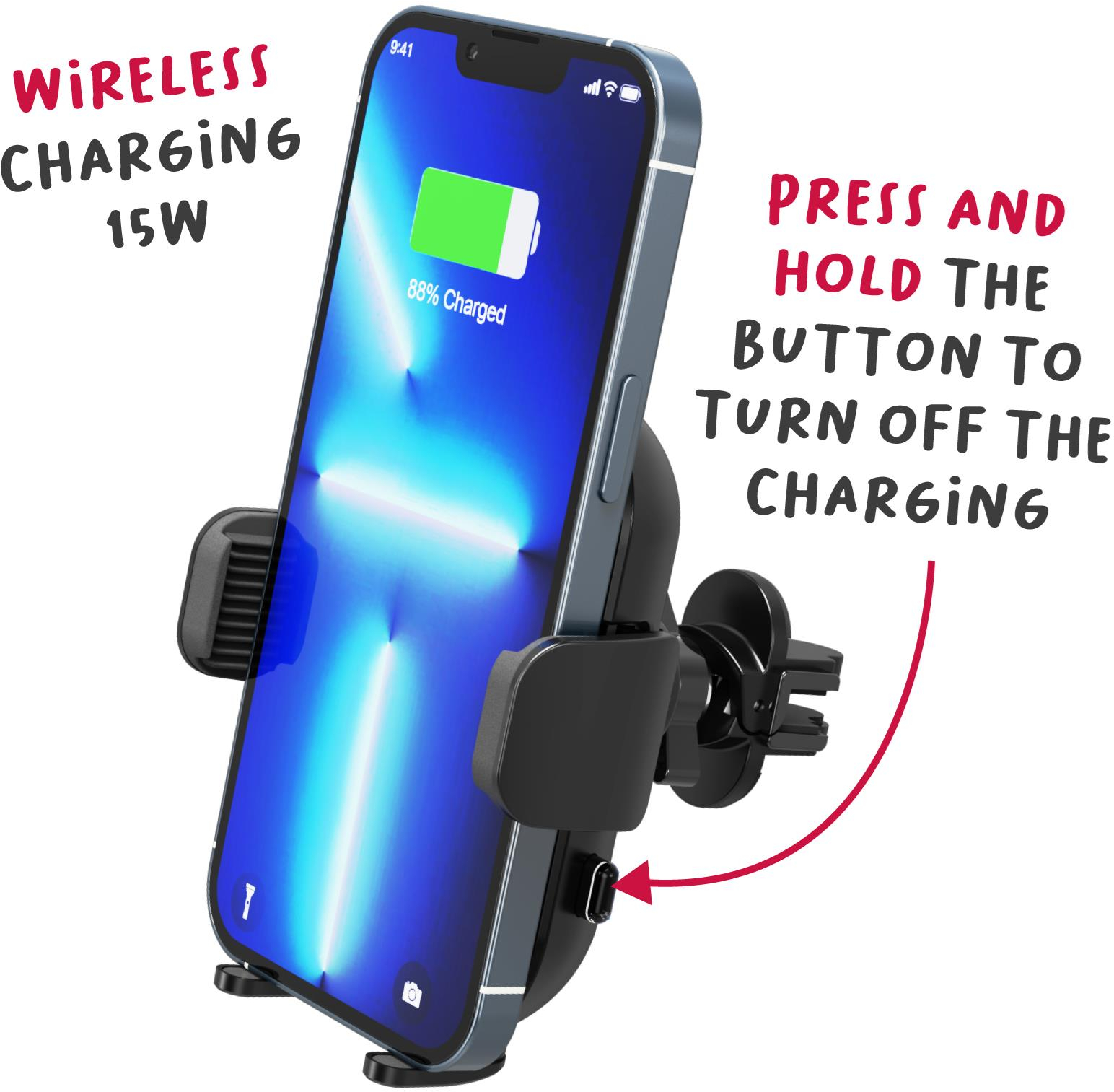Celly MOUNTCHARGE15 Actieve houder Mobiele telefoon/Smartphone Zwart - Afbeelding 6