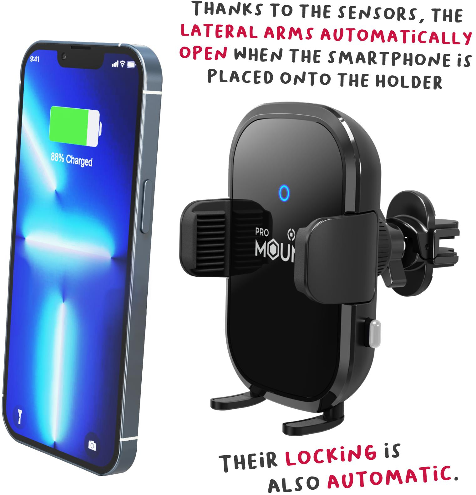 Celly MOUNTCHARGE15 Actieve houder Mobiele telefoon/Smartphone Zwart - Afbeelding 8