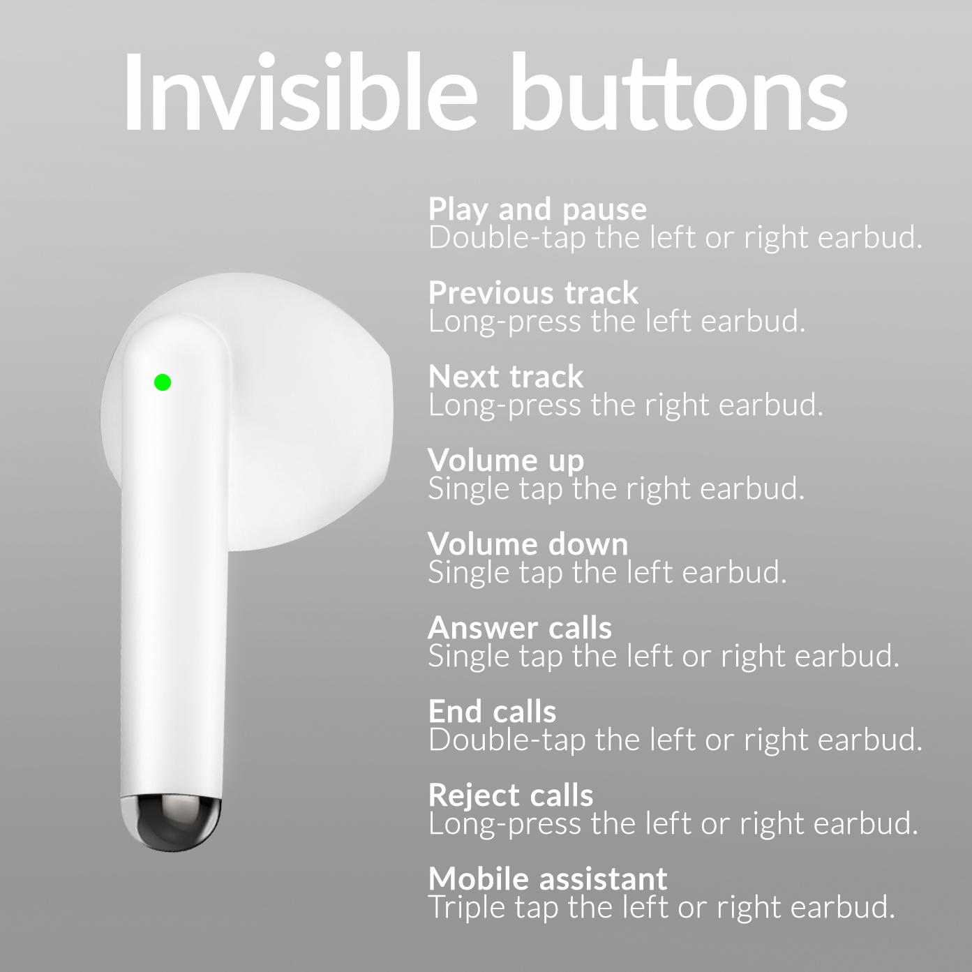 Mobilize TWS Earbuds White - Afbeelding 4