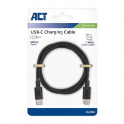 ACT USB 2.0 480Mbps 60W laad- en datakabel, zwart, 1 meter - Afbeelding 3