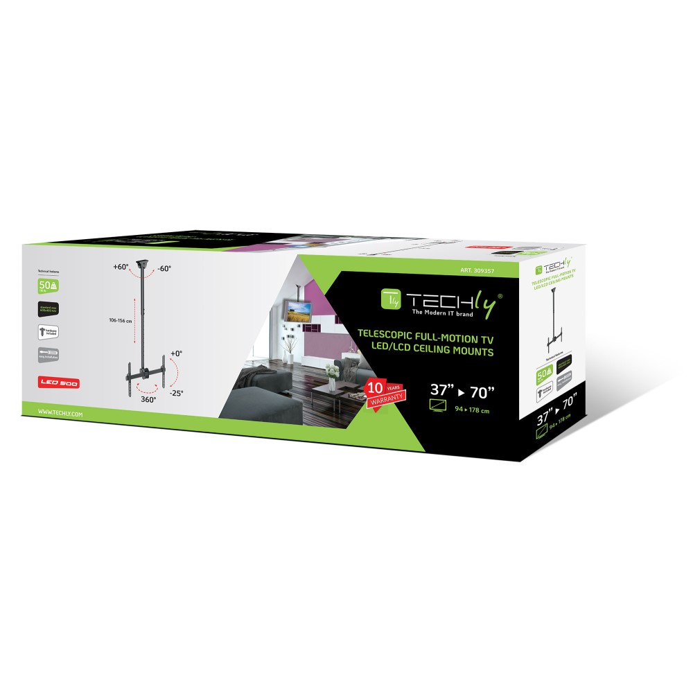 Techly ICA-CPLB 946L bevestiging voor signage-beeldschermen 177,8 cm (70") Zwart - Afbeelding 3