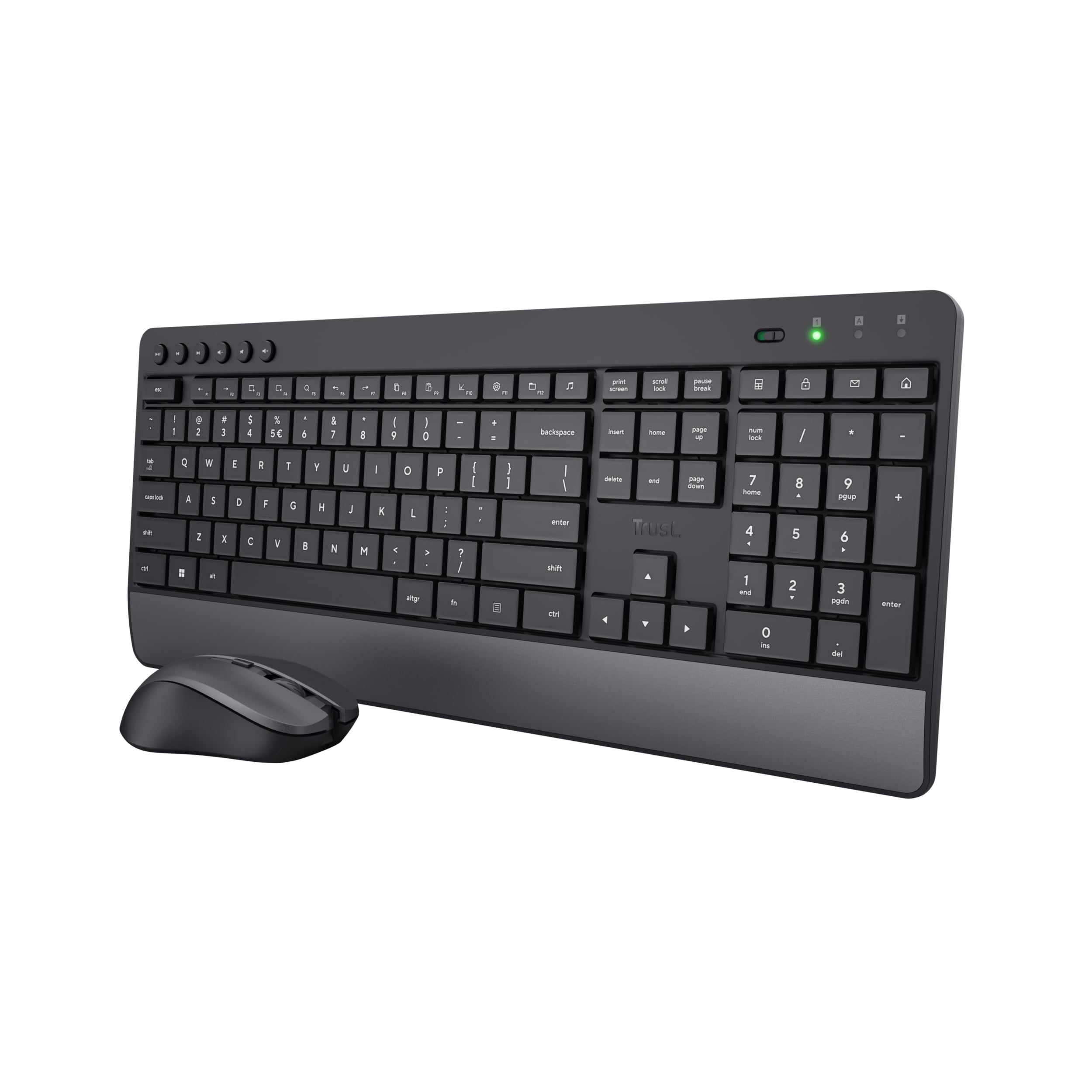 Trust Trezo Toetsenbord en Muis Set - Draadloze desktopset – Belgische AZERTY-indeling – Stille toetsen – Zwart