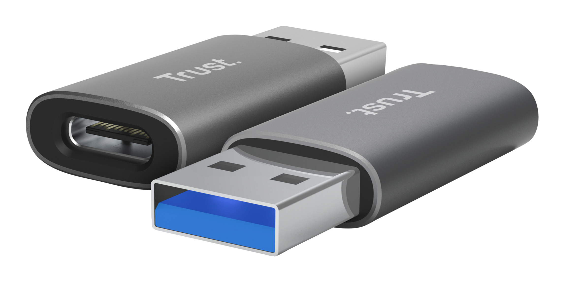Trust Calyx USB-C naar USB-A Adapter - USB adapterset – USB-C naar USB-A – Compact ontwerp – Grijs