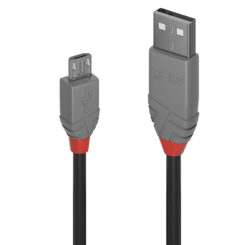 Lindy 36731 USB-kabel USB 2.0 0,5 m USB A Micro-USB B 0,48 Gbit/s Zwart, Grijs