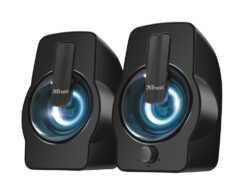 Trust Gemi RGB 2.0‑luidsprekerset – 2.0‑luidsprekerset – PC‑luidsprekers met RGB‑LED‑verlichting – Compact design – Zwart