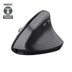 Trust Bayo+ Ergonomische draadloze muis voor meerdere apparaten – ergonomische muis – draadloze muis – RF+ Bluetooth – Zwart - Afbeelding 2