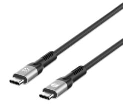Manhattan Snelle USB-C naar USB-C kabel (240W), 1 m, 240 W laptopladen + snelle data & video, werkt met alle laptops (let op: extra USB-C 240W wandlader nodig), 40 Gbps ultrasnelle overdracht, zwart, 3 jaar garantie