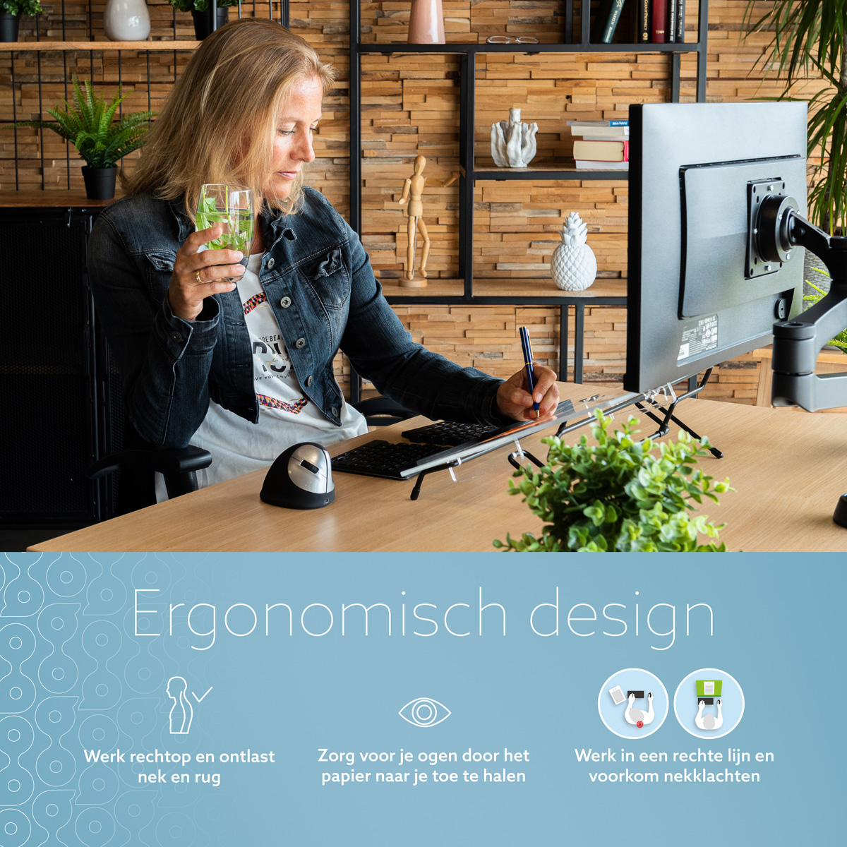 R-Go Tools Documenthouder R-Go Flex Read, ergonomisch, met soft foam polssteun, transparant acrylaat - Afbeelding 9