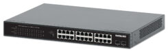 Intellinet 24-poorts Gigabit Ethernet PoE+ netwerk switch, 24x RJ45 10/100/1000 Mbps, 2x SFP-uplink, IEEE 802.3at/af conform, PoE-budget 370 W, endspan, 19" rackmontage, metalen behuizing, 3 jaar garantie - Afbeelding 2
