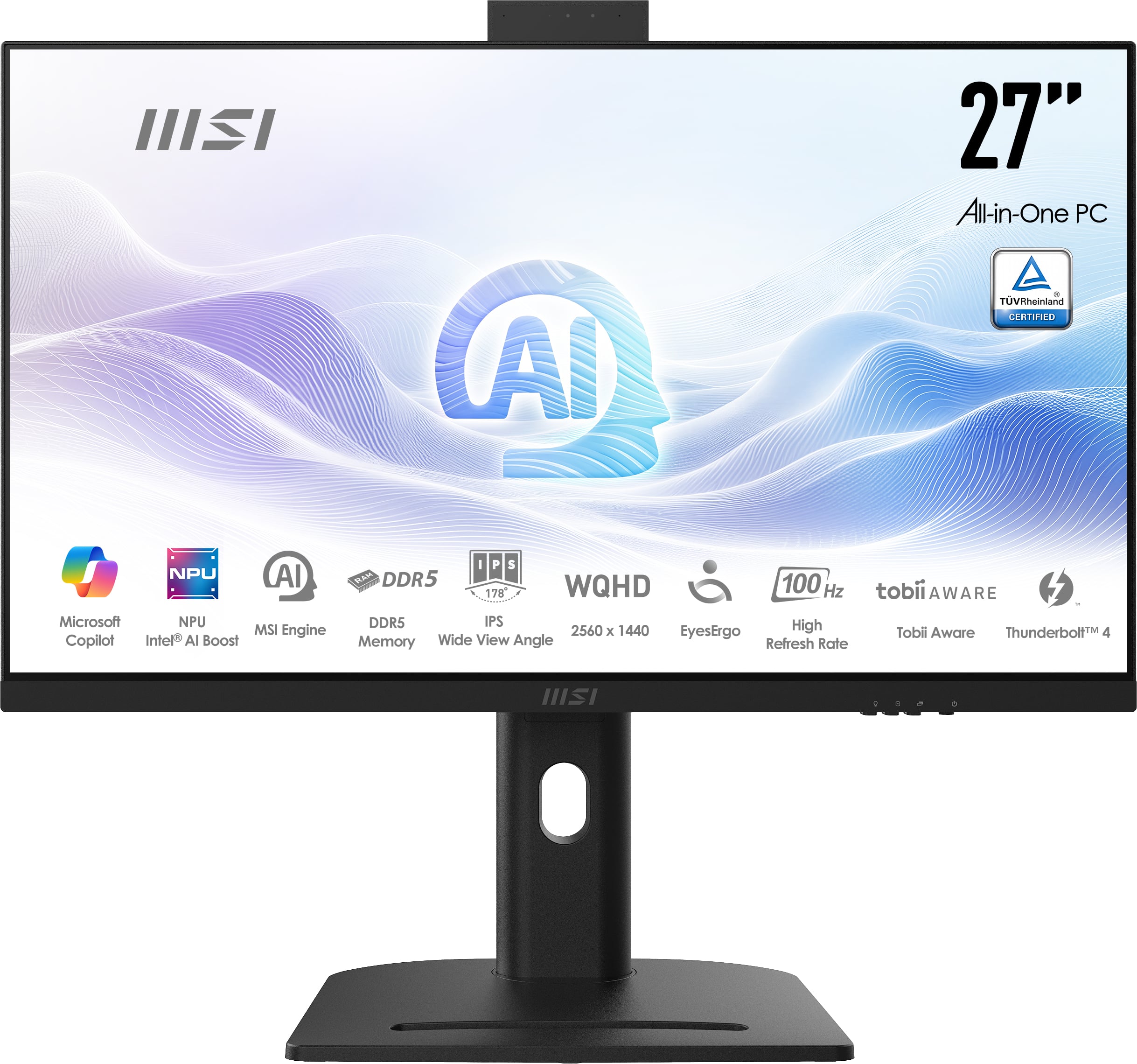 MSI Modern AM273QP AI 1UM-061EU Intel Core Ultra 5 125H 68,6 cm (27") 2560 x 1440 Pixels Alles-in-één-pc 16 GB DDR5-SDRAM 1 TB SSD Windows 11 Home Wi-Fi 6E (802.11ax) Zwart - Afbeelding 2