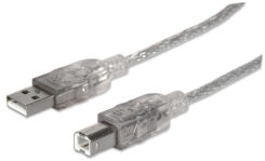 Manhattan 340458 USB-kabel USB 2.0 3 m USB A USB B 0,48 Gbit/s Zilver
