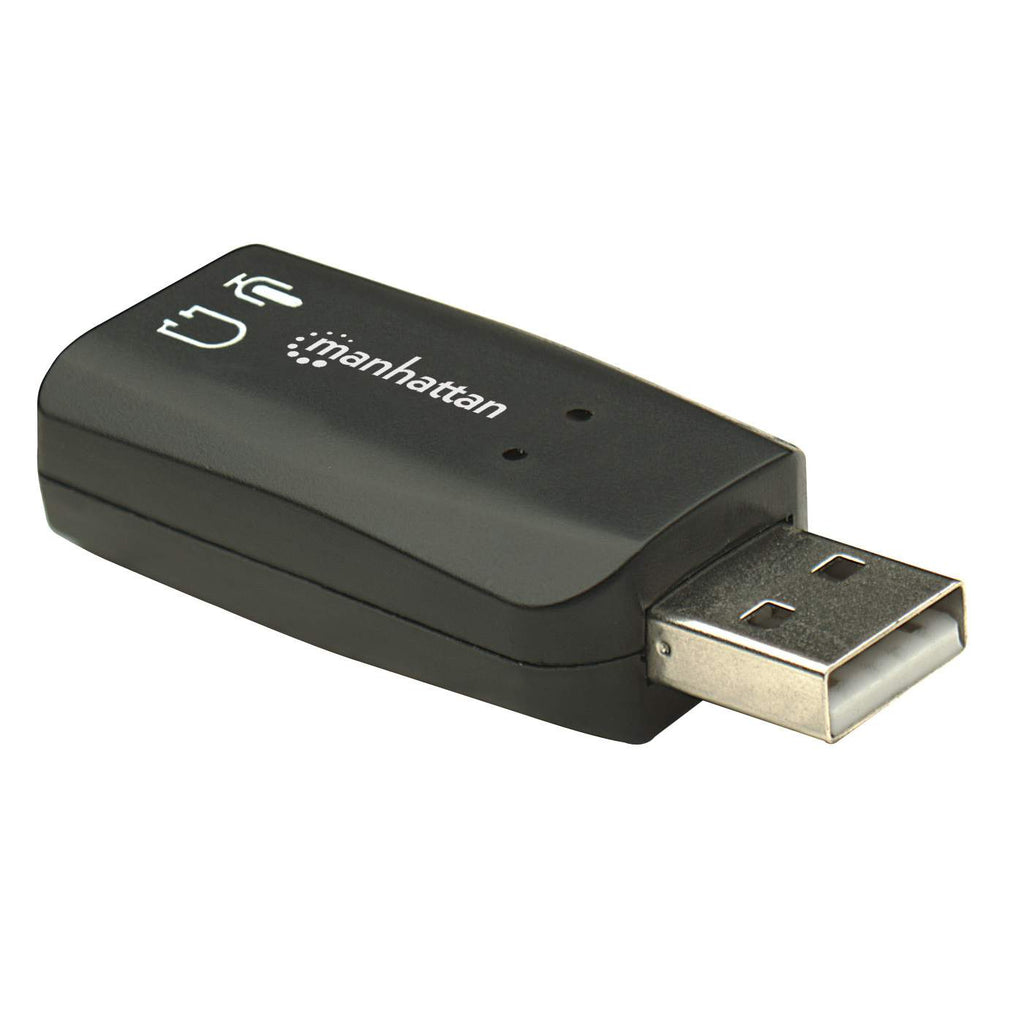 Manhattan USB-A geluidsadapter, USB-A naar 3,5 mm microfoon-in en audio-out, 480 Mbps (USB 2.0), ondersteunt 3D en virtueel 5.1 surround, zwart, 3 jaar garantie - Afbeelding 3