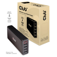 CLUB3D USB Type A and C Power Charger, 5 ports up to 111W - Afbeelding 2