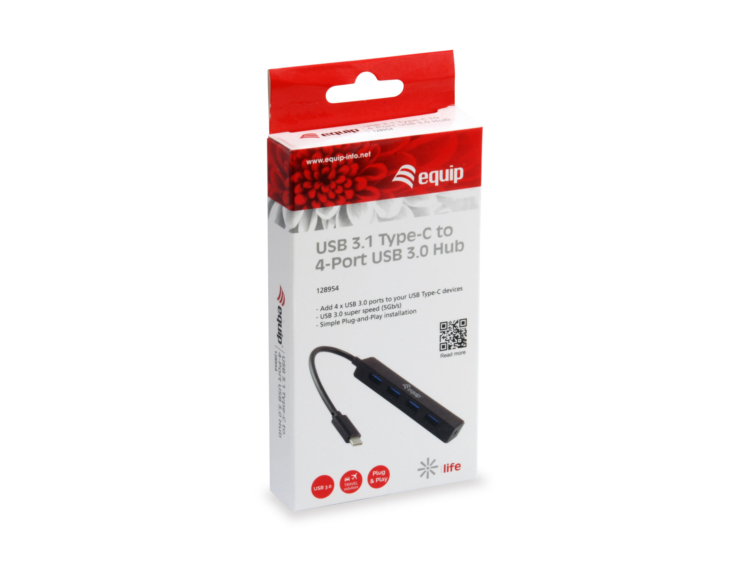 Equip 128954 interface hub USB 3.2 Gen 1 (3.1 Gen 1) Type-C 5000 Mbit/s Zwart - Afbeelding 3