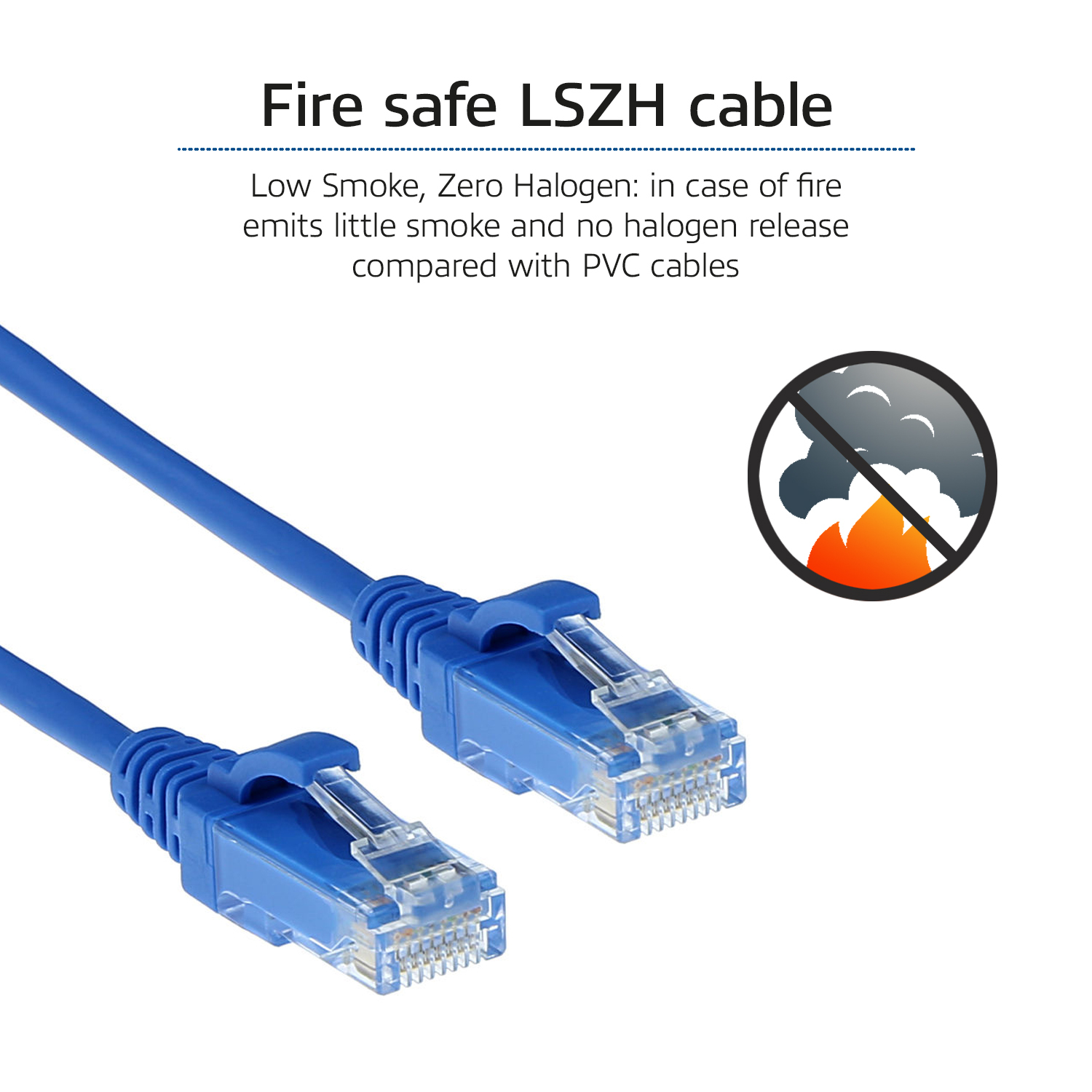 ACT Blauwe 5 meter LSZH U/UTP CAT6 datacenter slimline patchkabel snagless met RJ45 connectoren - Afbeelding 8
