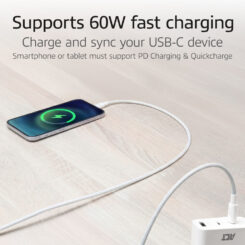 ACT USB 2.0 480Mbps 60W laad- en datakabel, wit, 1 meter - Afbeelding 4