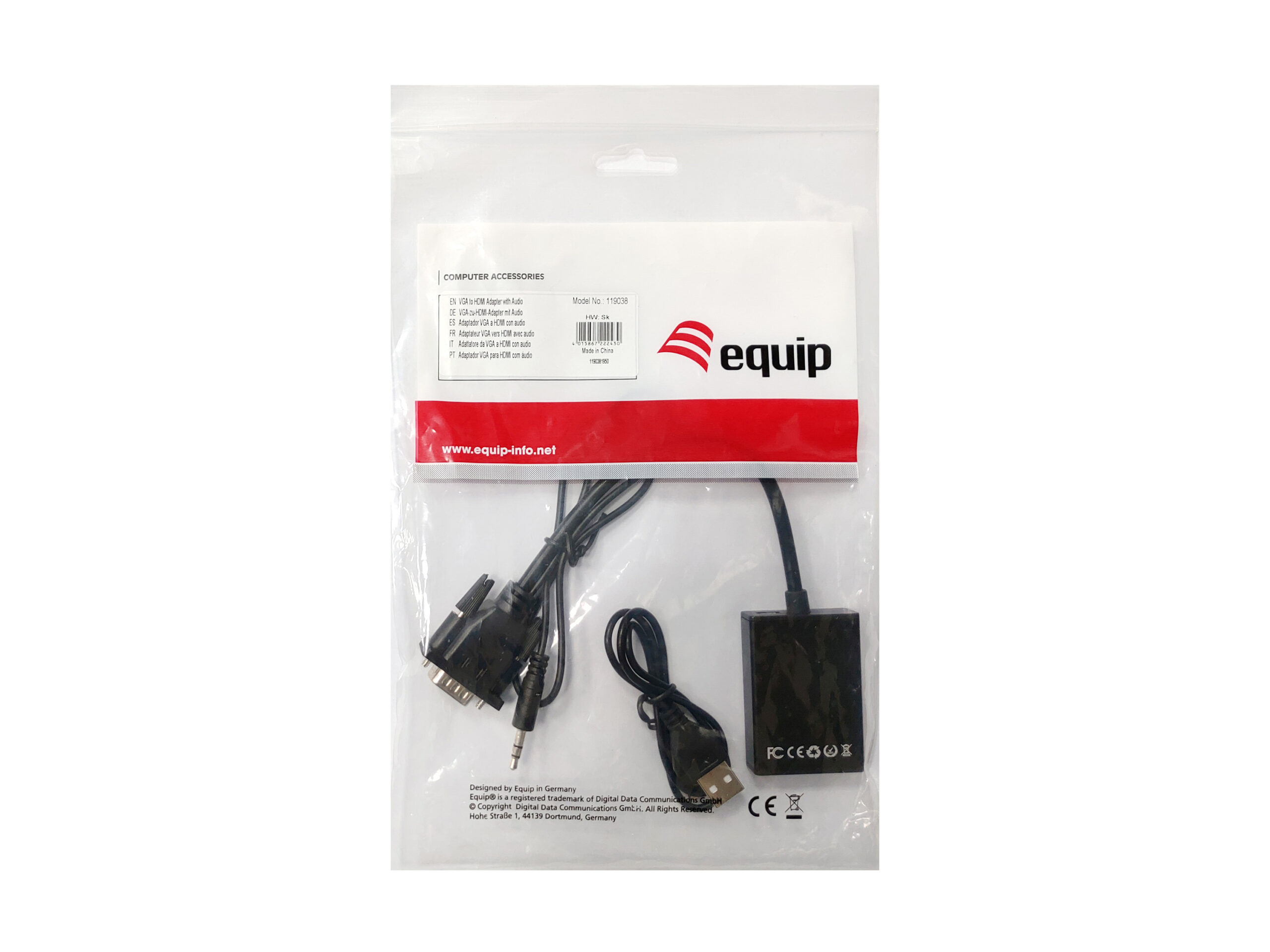 Equip 119038 video kabel adapter 0,2 m VGA (D-Sub) + 3.5mm DVI-D + USB Zwart - Afbeelding 3