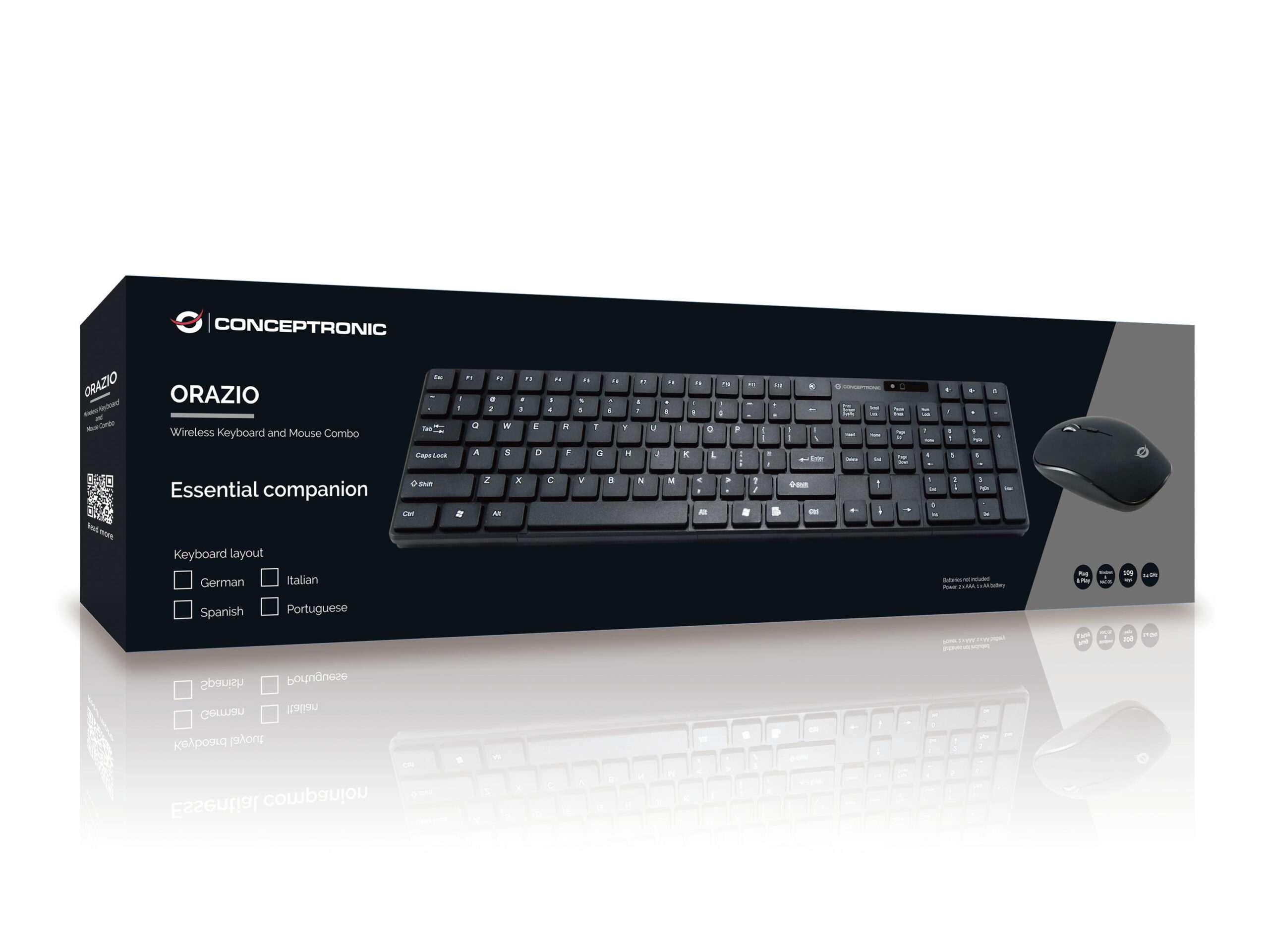 Conceptronic ORAZIO01DE toetsenbord Inclusief muis Thuis RF Draadloos QWERTZ Duits Zwart - Afbeelding 5