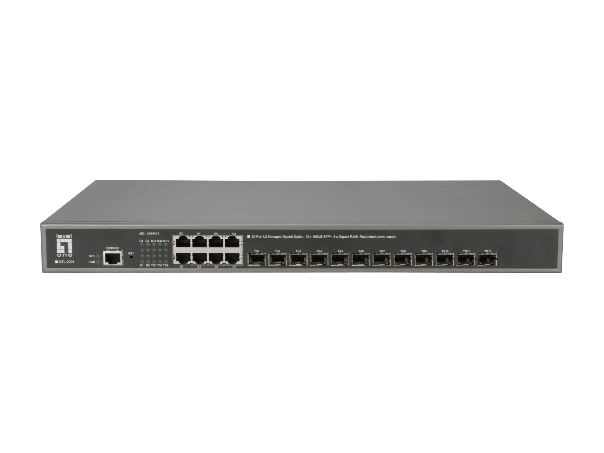 LevelOne GTL-2091 Managed L3 Gigabit Ethernet (10/100/1000) Grijs - Afbeelding 2