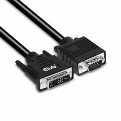 CLUB3D DVI-A TO VGA CABLE M/M 3m/ 9.8ft 28 AWG Zwart - Afbeelding 2