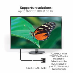 CLUB3D DVI-A TO VGA CABLE M/M 3m/ 9.8ft 28 AWG Zwart - Afbeelding 6