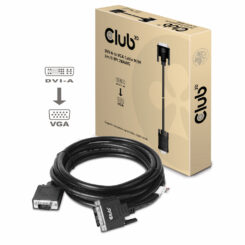CLUB3D DVI-A TO VGA CABLE M/M 3m/ 9.8ft 28 AWG Zwart - Afbeelding 3