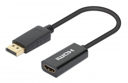 Manhattan DisplayPort 1.2 naar HDMI actieve adapter, 4K@60Hz, 15 cm, mannelijk naar vrouwelijk, met vergrendeling, niet bi-directioneel, zwart, 3 jaar garantie, equivalent aan DP2HD4K60S - Afbeelding 2