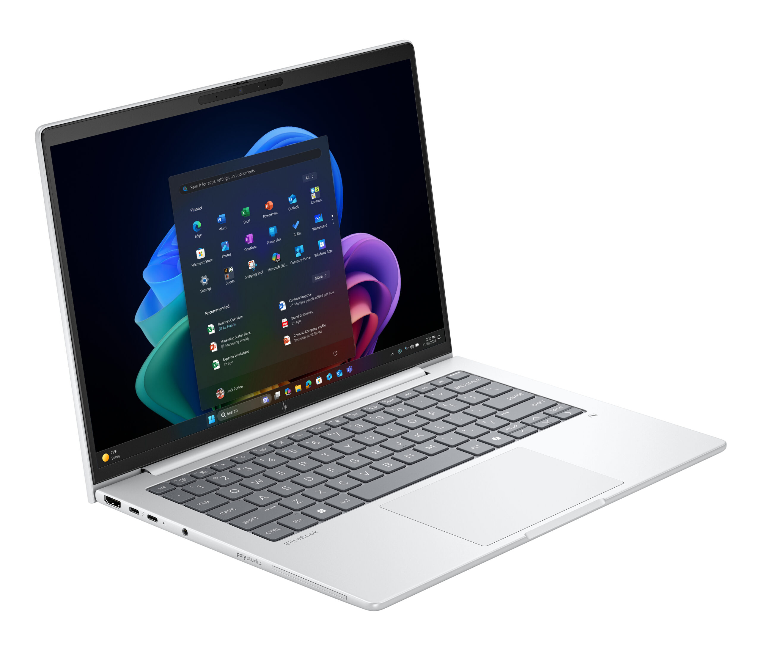 HP EliteBook 8 G1i Next Gen AI Wolf Pro Security Edition Copilot+ PC Intel Core Ultra 5 226V Laptop 35,6 cm (14") WUXGA 16 GB LPDDR5x-SDRAM 512 GB SSD Wi-Fi 7 (802.11be) Windows 11 Pro Zilver - Afbeelding 3