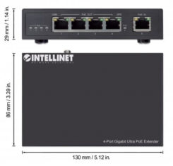 Intellinet 4-poorts Gigabit Ultra PoE-extender, verlengt PoE-bereik met 100 m, PoE-budget 90W, 4x PSE-poorten tot 30W, IEEE 802.3bt/at/af conform, metalen behuizing, geschikt voor netwerkuitbreiding, Power Over Ethernet, 3 jaar garantie - Afbeelding 6