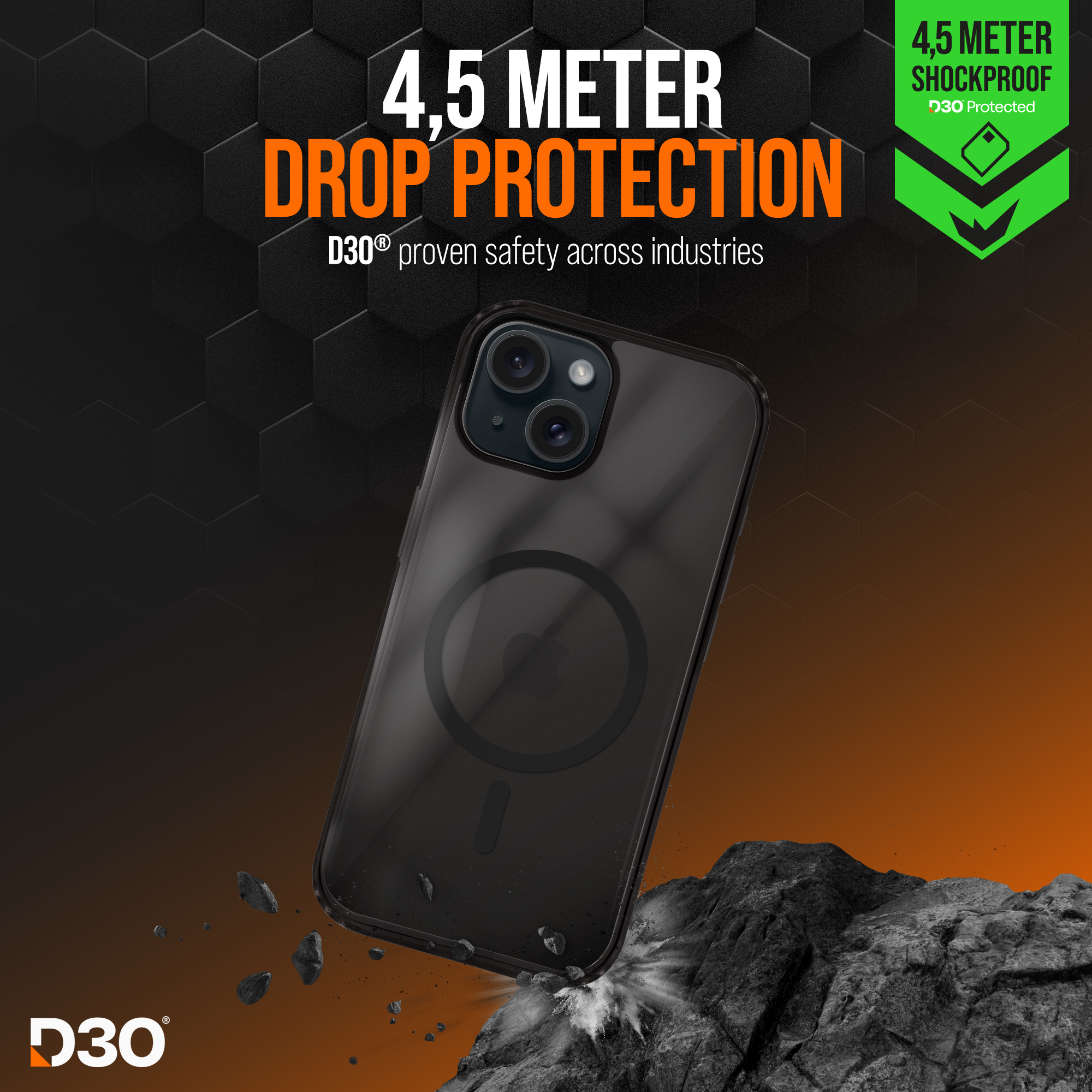Striker X-Core - D3O Xtreme Impact Mag Case - Black - Apple iPhone 13/14/15 - Afbeelding 2