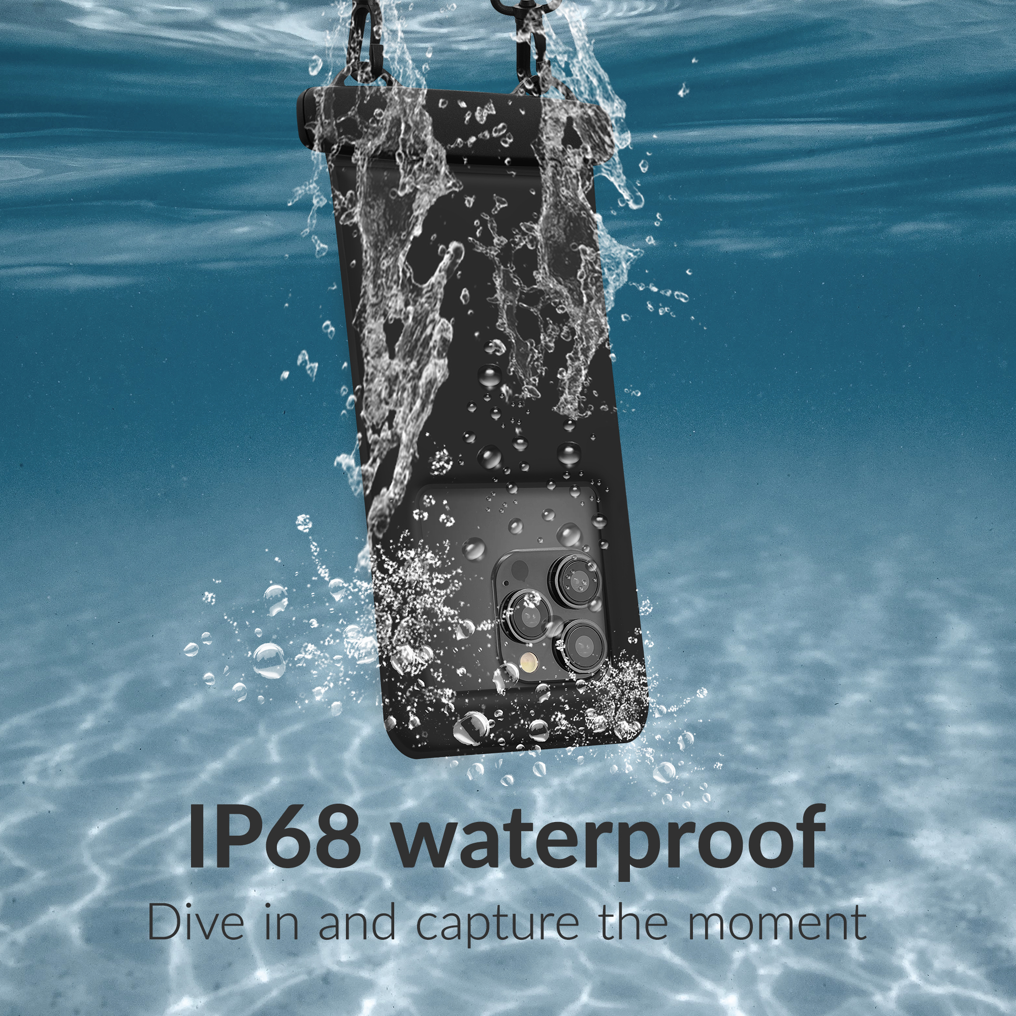 Mobilize Universal Waterproof Floating Bag IP68 incl. Lanyard Black - Afbeelding 2