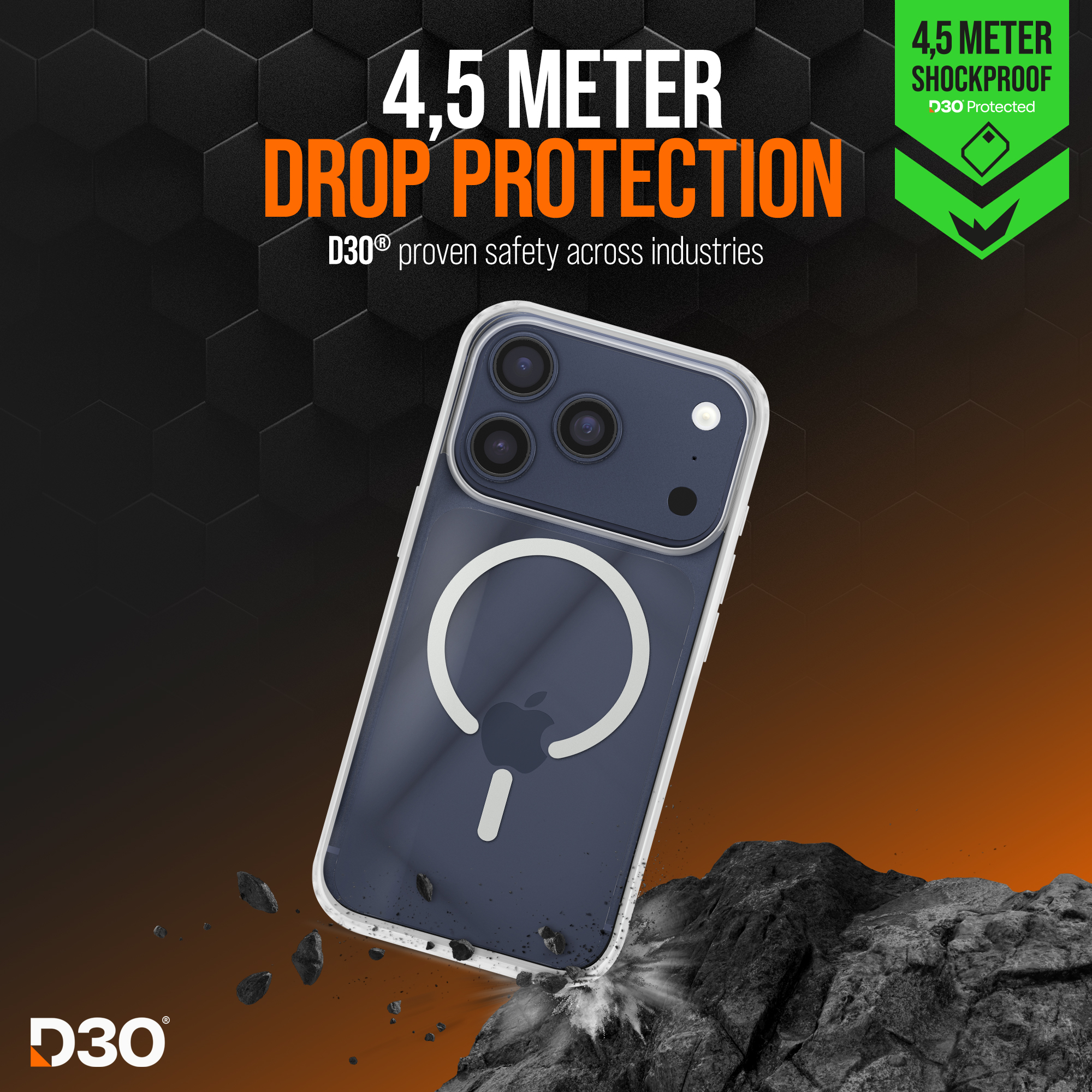 Striker X-Core - D3O Xtreme Impact Mag Case PRO - Clear - Apple iPhone 17 Pro - Afbeelding 2