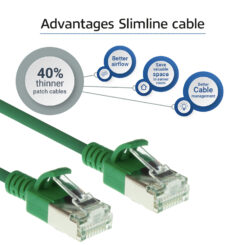 ACT Groene 1 meter LSZH U/FTP CAT6A datacenter slimline patchkabel snagless met RJ45 connectoren - Afbeelding 5