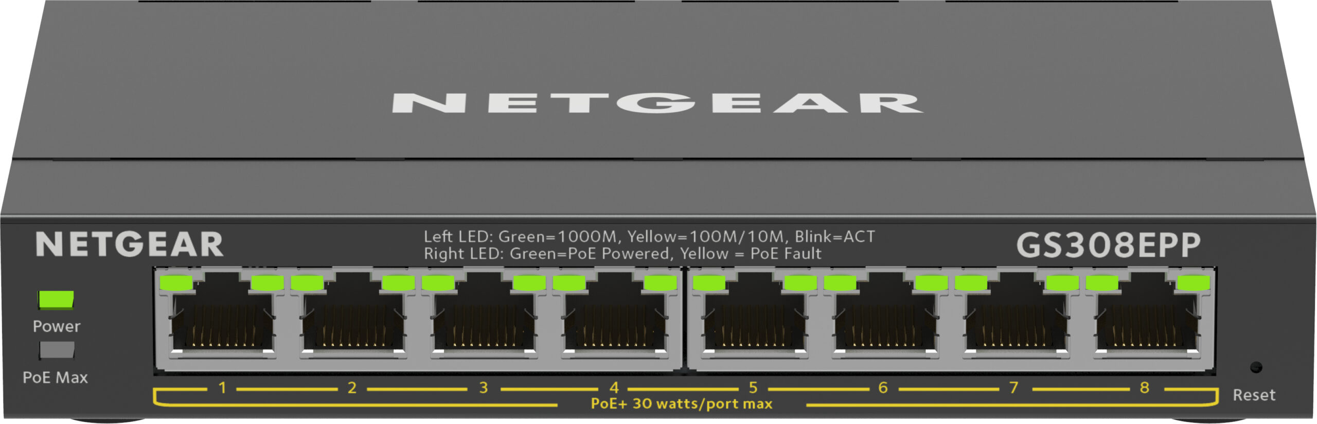 NETGEAR 8-Port Gigabit Ethernet High-Power PoE+ Plus Switch (GS308EPP) - Afbeelding 2