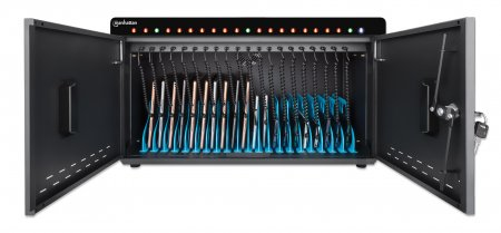 Manhattan USB-C laadkast voor 20 apparaten (iPad tot 11"), ook voor tablets en smartphones, vakken 264×22×235 mm, laadkabels niet inbegrepen (USB-C-kabel 354868 aanbevolen), afsluitbaar, alternatief voor laadtrolley, EU/UK-stroomkabels inbegrepen - Afbeelding 7