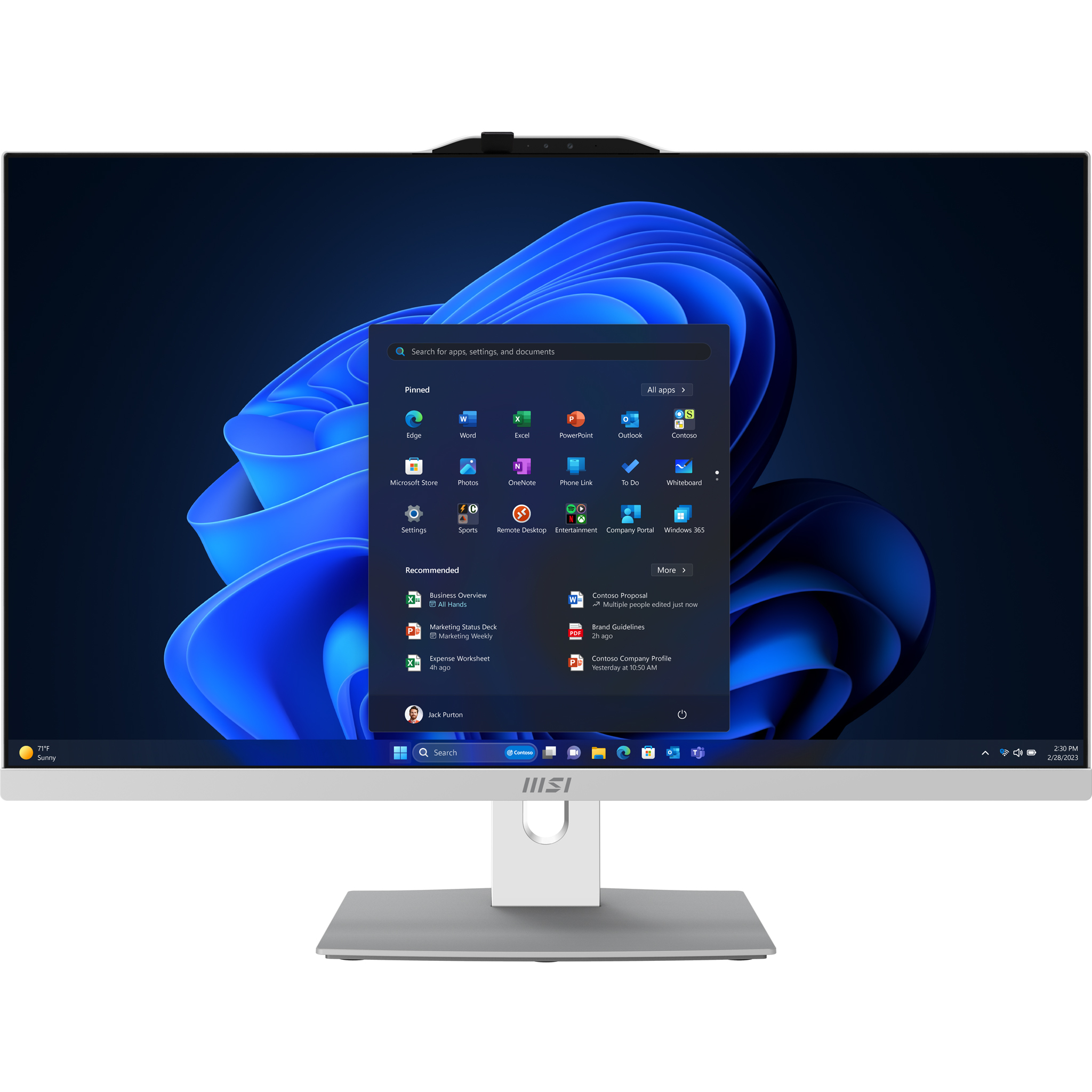 MSI Modern AM272P 1M-847EU Intel Core 5 120U 68,6 cm (27") 1920 x 1080 Pixels Alles-in-één-pc 8 GB DDR5-SDRAM 512 GB SSD Windows 11 Pro Wi-Fi 6E (802.11ax) Wit - Afbeelding 13