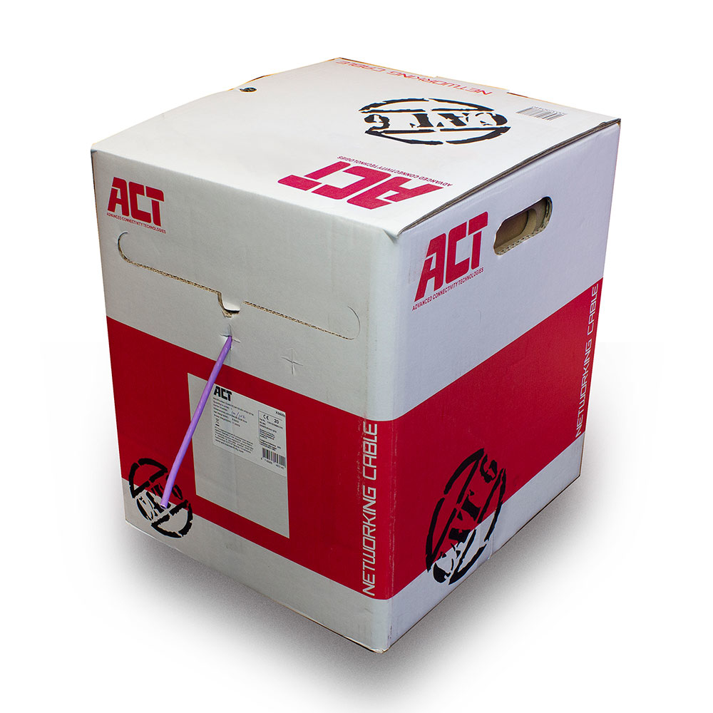 ACT Cat 6 U/UTP massieve installatiekabel zonder adersplitter, LSZH, CPR euroclass DCA, 24AWG, violet 305m - Afbeelding 5