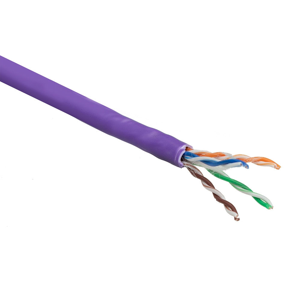 ACT Cat 6 U/UTP massieve installatiekabel zonder adersplitter, LSZH, CPR euroclass DCA, 24AWG, violet 305m - Afbeelding 2