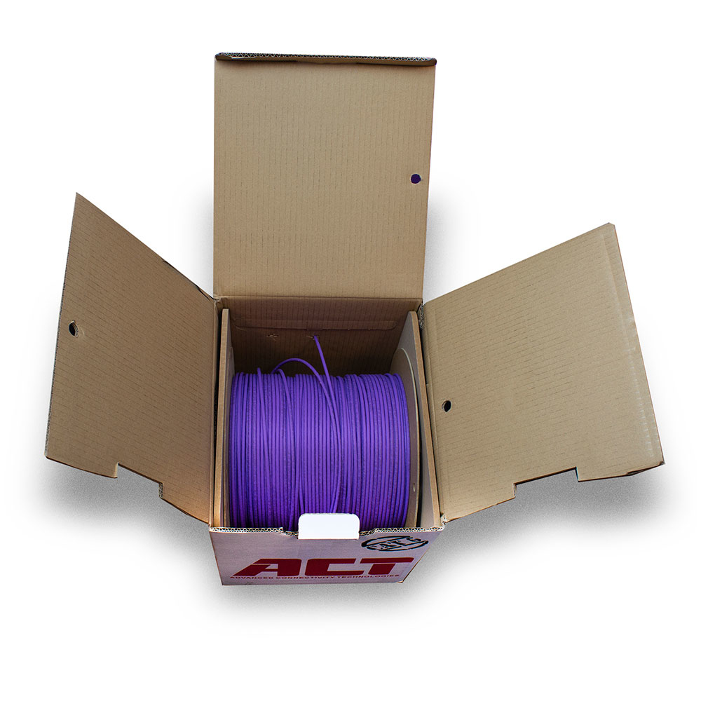 ACT Cat 6 U/UTP massieve installatiekabel zonder adersplitter, LSZH, CPR euroclass DCA, 24AWG, violet 305m - Afbeelding 3