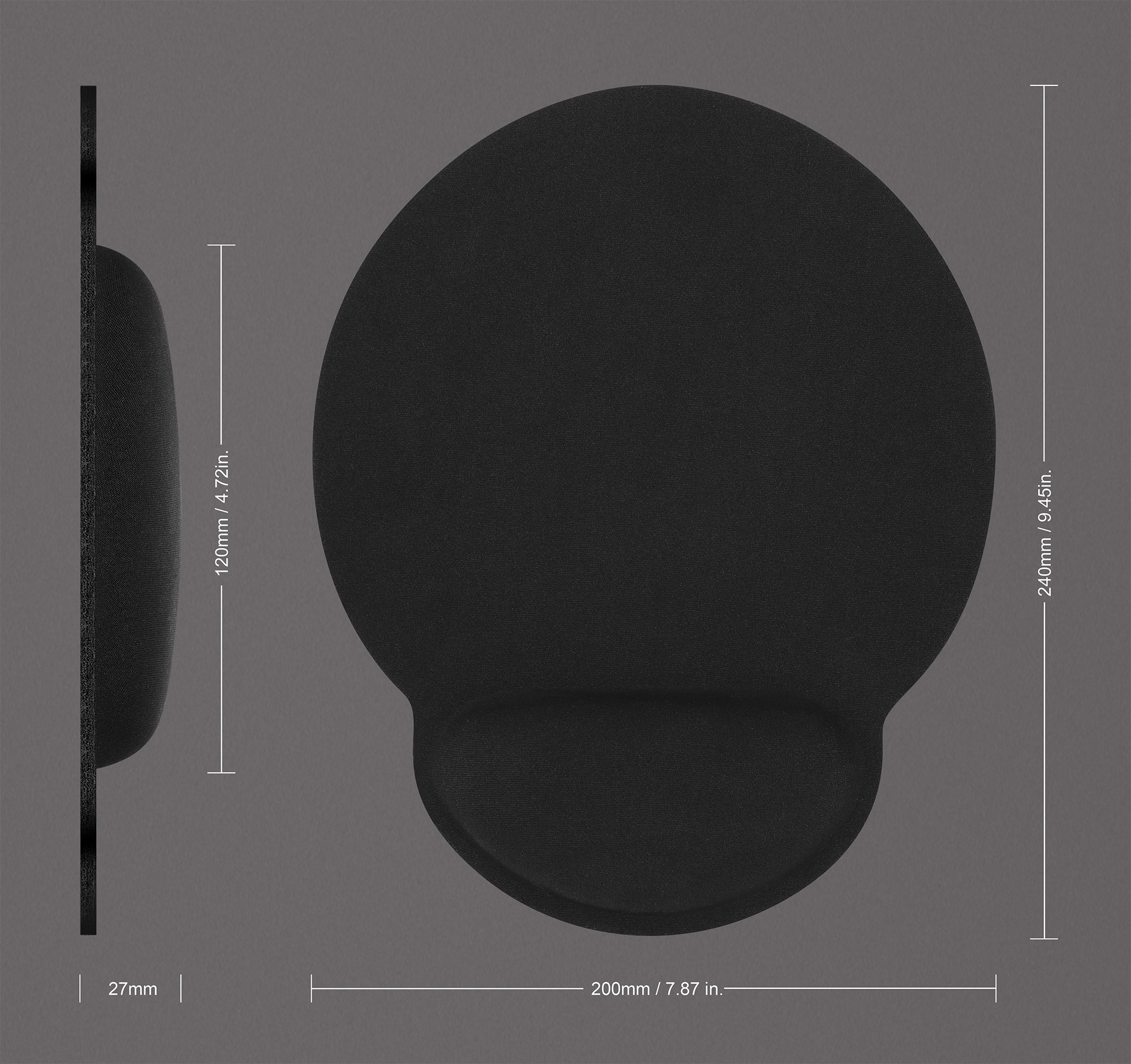 Manhattan Gel polssteun met muismat, zwart, 241 × 203 × 40 mm, antislip basis, levenslange garantie - Afbeelding 4