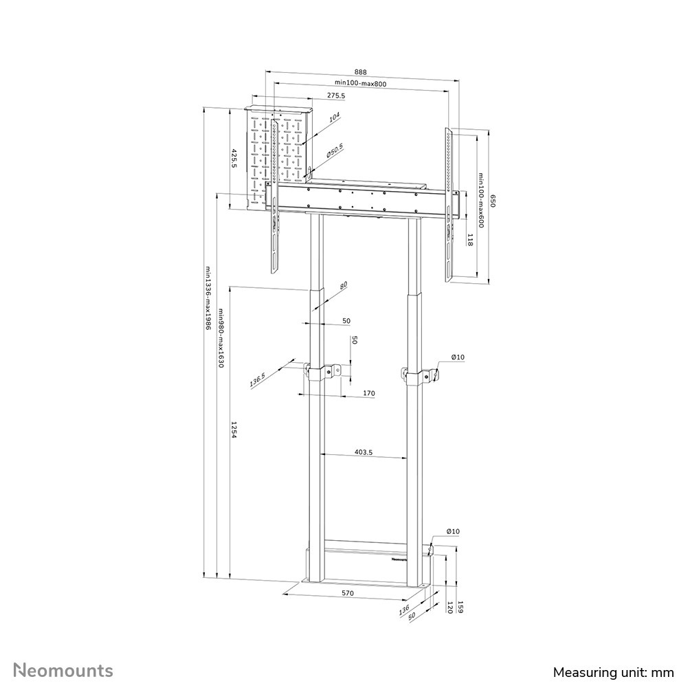 Neomounts WL55-875WH1 TV vloerstandaard 55-100" - wand - gemotoriseerd - TÜV - Afbeelding 21