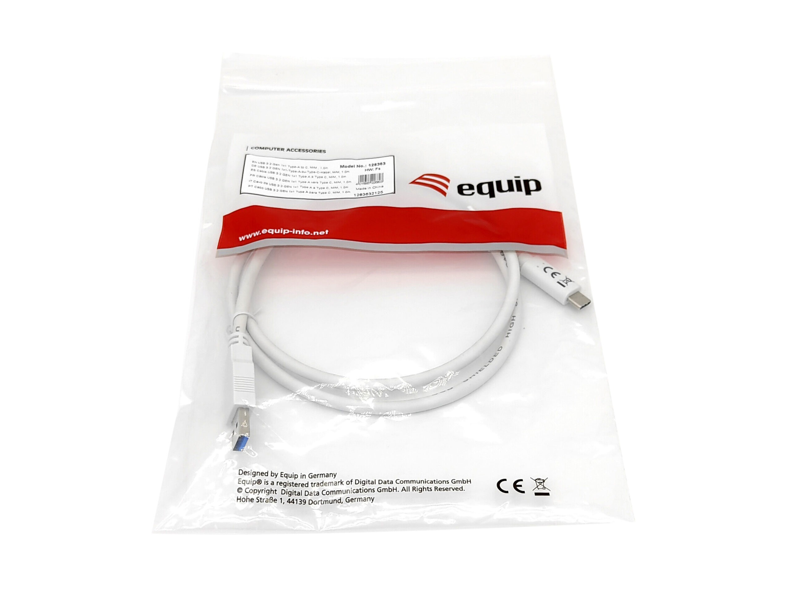 Equip 128364 USB 3.2 Gen 1 C naar A kabel, M/M, 2,0 m, 5Gbps, Wit - Afbeelding 4