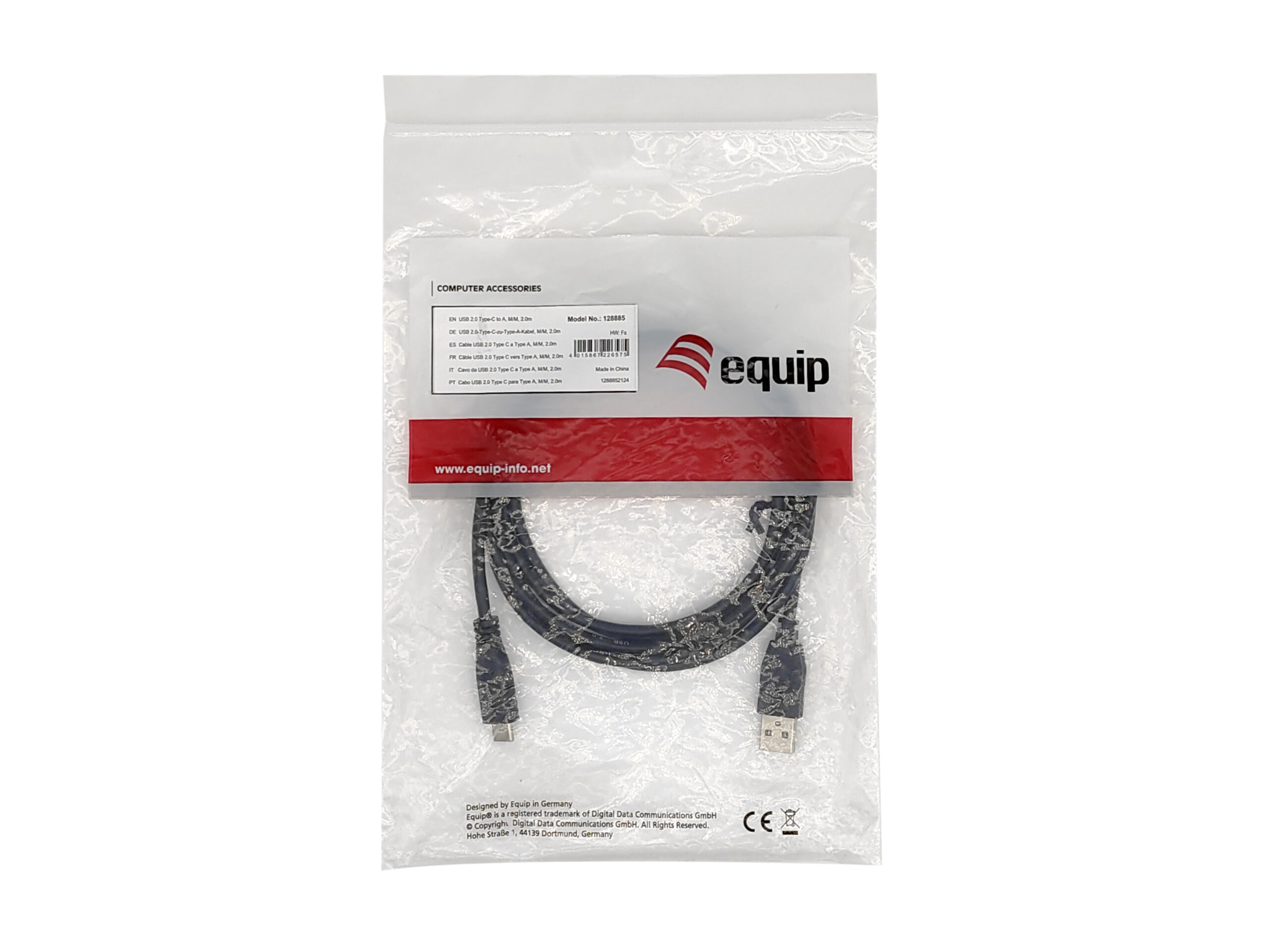 Equip USB 2.0 C naar A, Kabel, M/M, 2,0m - Afbeelding 4