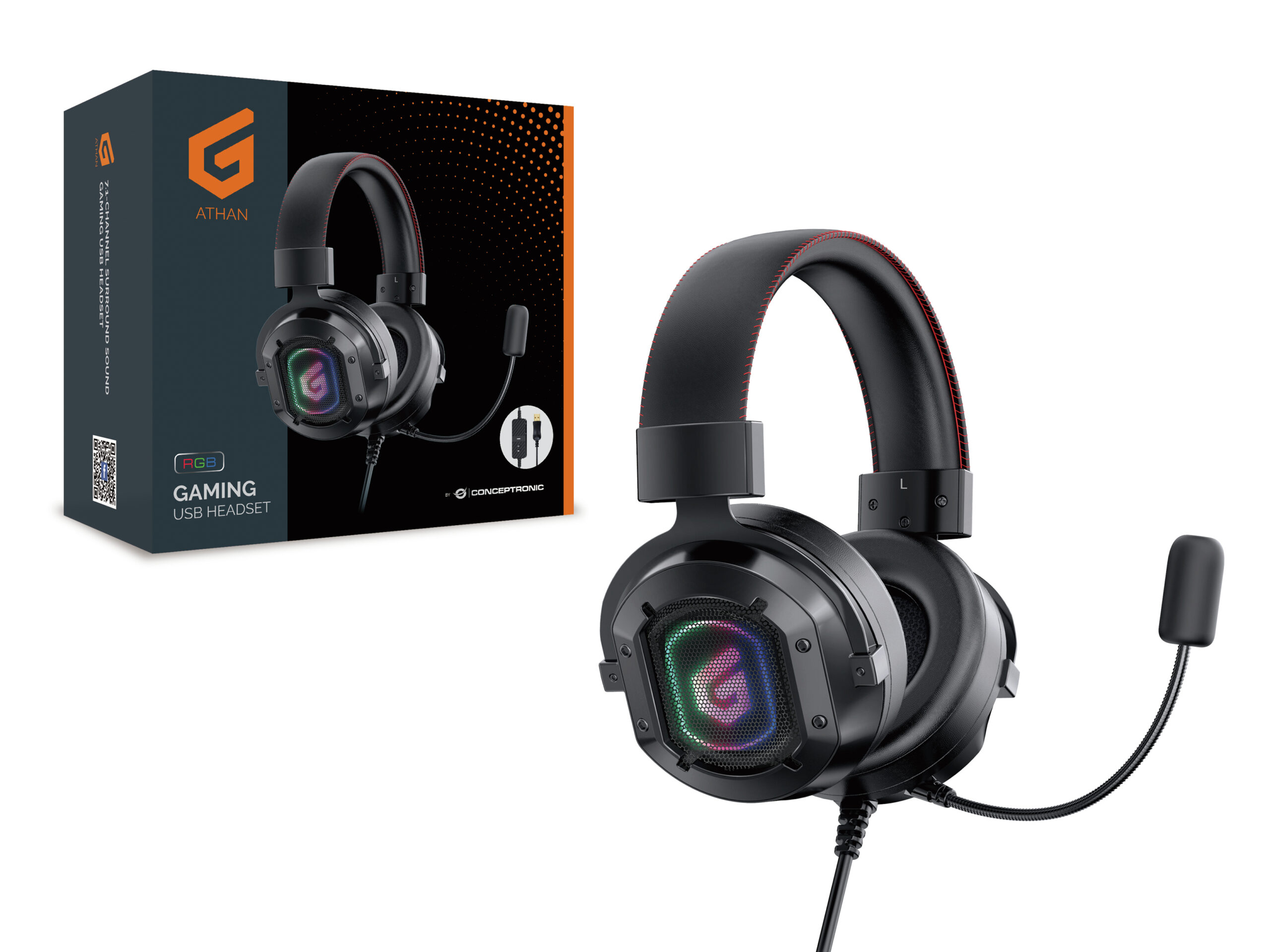 Conceptronic ATHAN02B hoofdtelefoon/headset Bedraad Hoofdband Gamen USB Type-A Zwart - Afbeelding 4