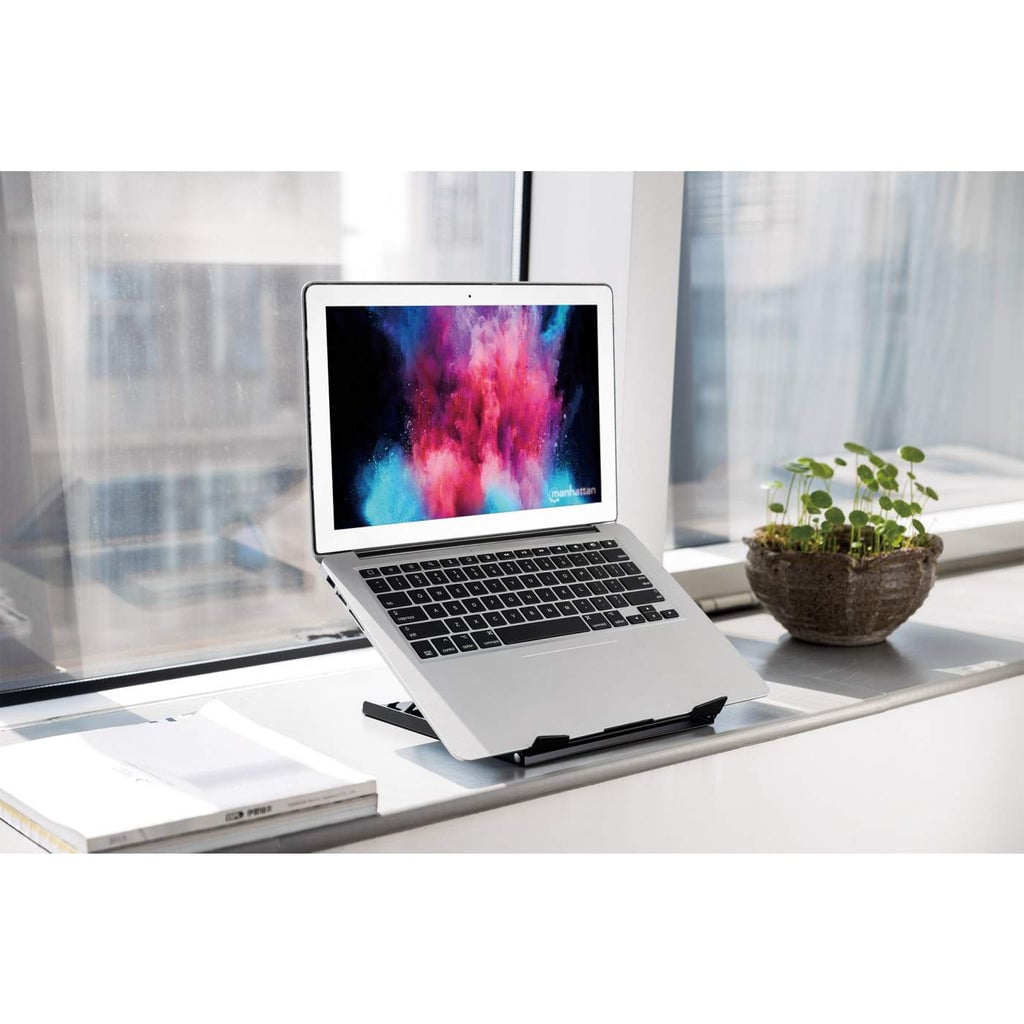 Manhattan Laptop- en tabletstandaard voor bureau, verstelbaar (5 posities), voor tablets en laptops tot 15,6", draagbaar en lichtgewicht, staal, zwart - Afbeelding 13