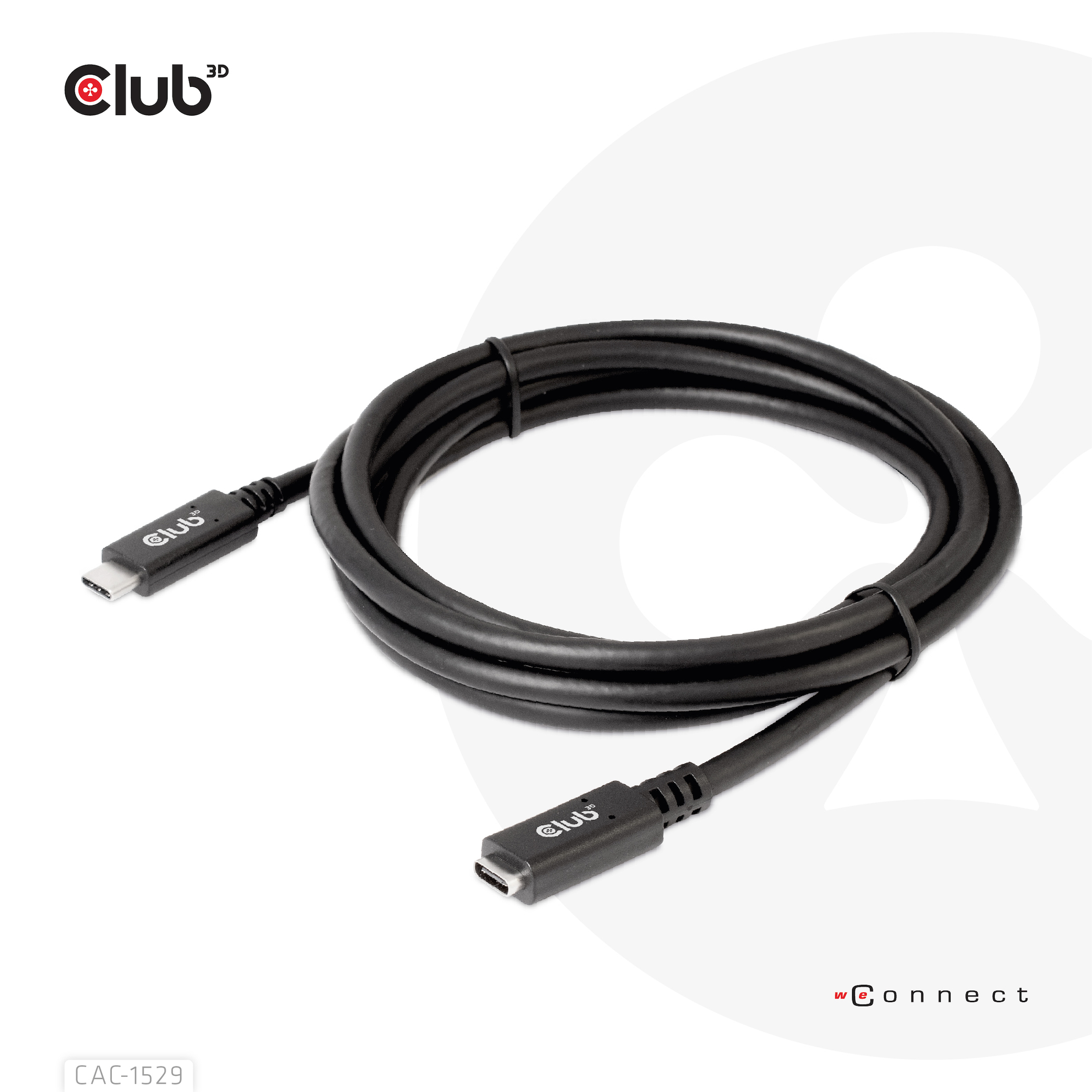 CLUB3D USB Gen1 Type-C Extensie kabel 5Gbps 60W(20V/3A) 4K60Hz M/F 2m/6.56ft - Afbeelding 8