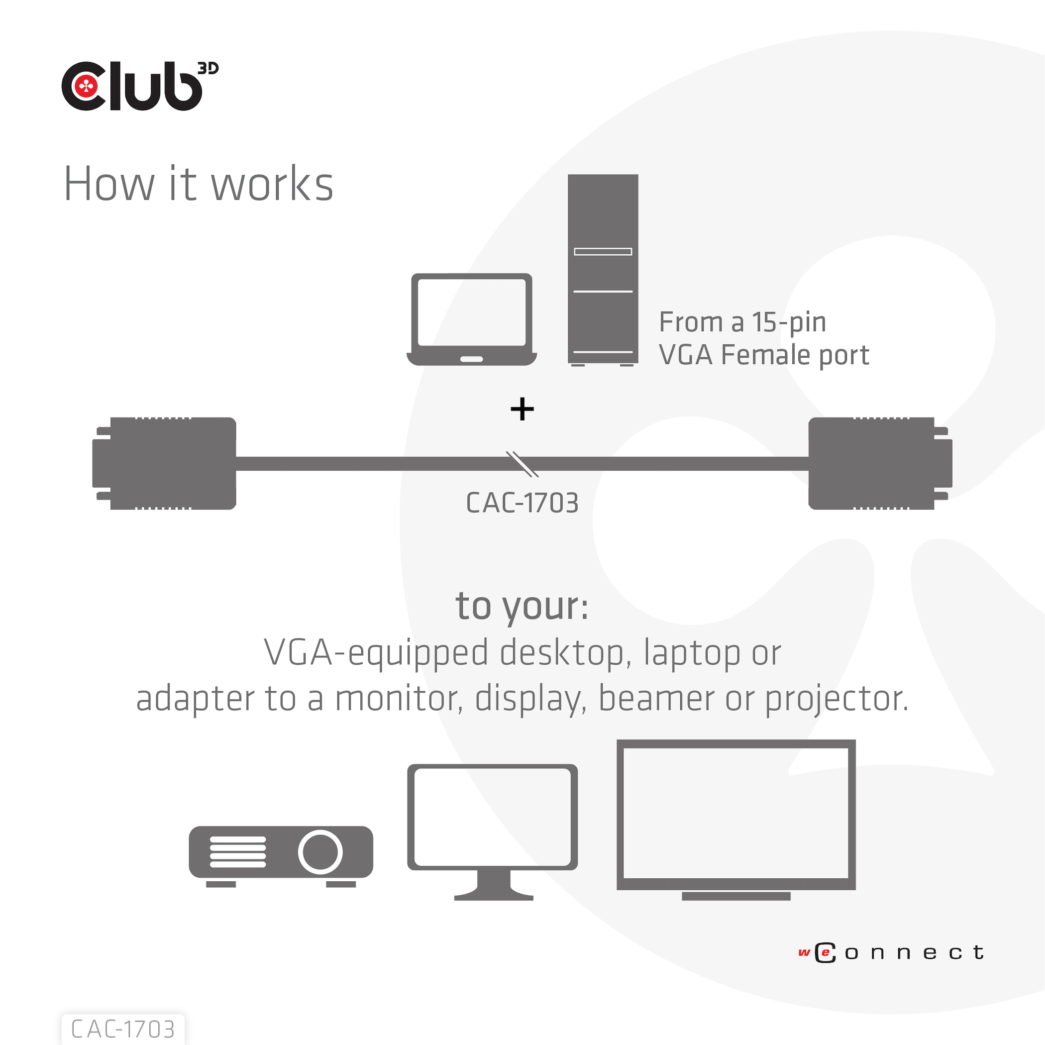 CLUB3D VGA Cable Bidirectional M/M 3m/9.84ft 28AWG - Afbeelding 6