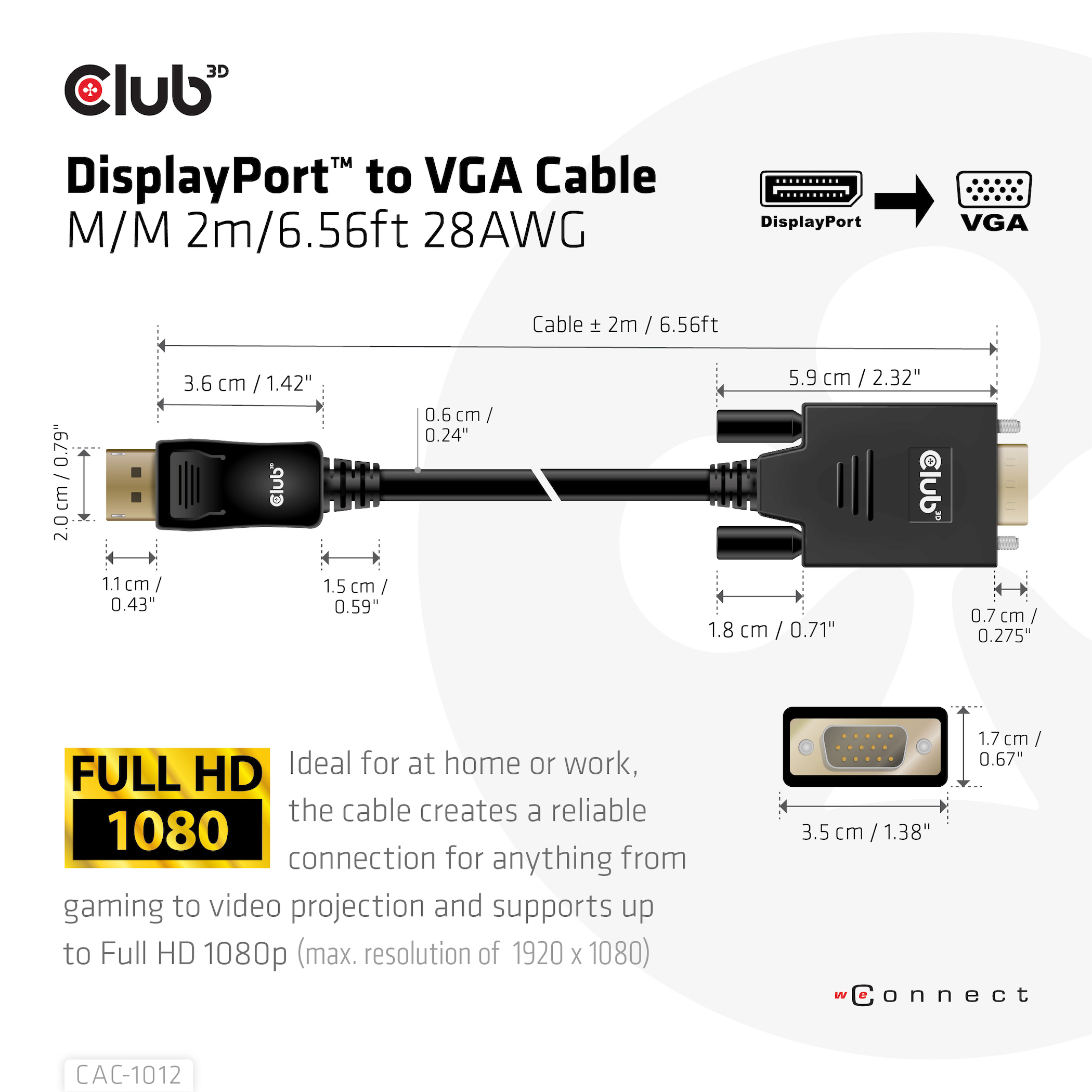 CLUB3D DisplayPort to VGA Cable M/M - Afbeelding 5